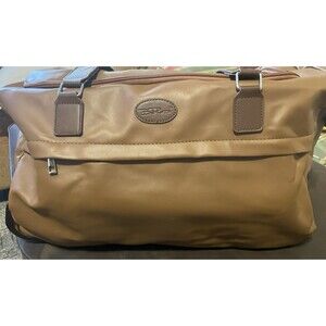 Bella Russo Brown Faux Leather Satchel Travel Rolling Duffle Bag Suitcase
